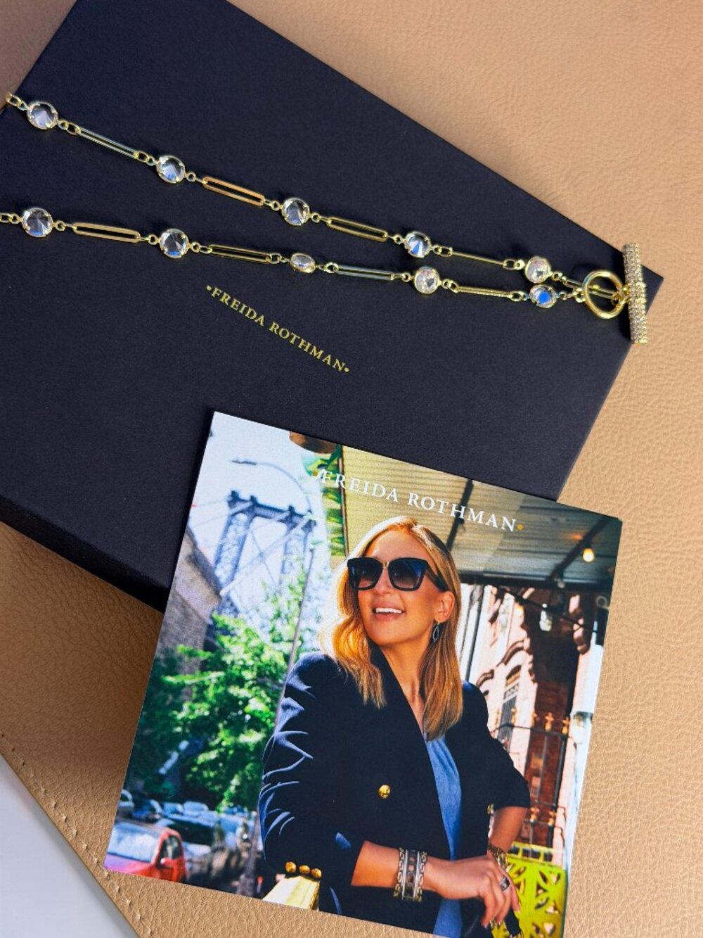 FREIDA ROTHMAN VAULT - Gold with CZ Stones Necklace - Brass